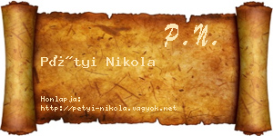 Pétyi Nikola névjegykártya
